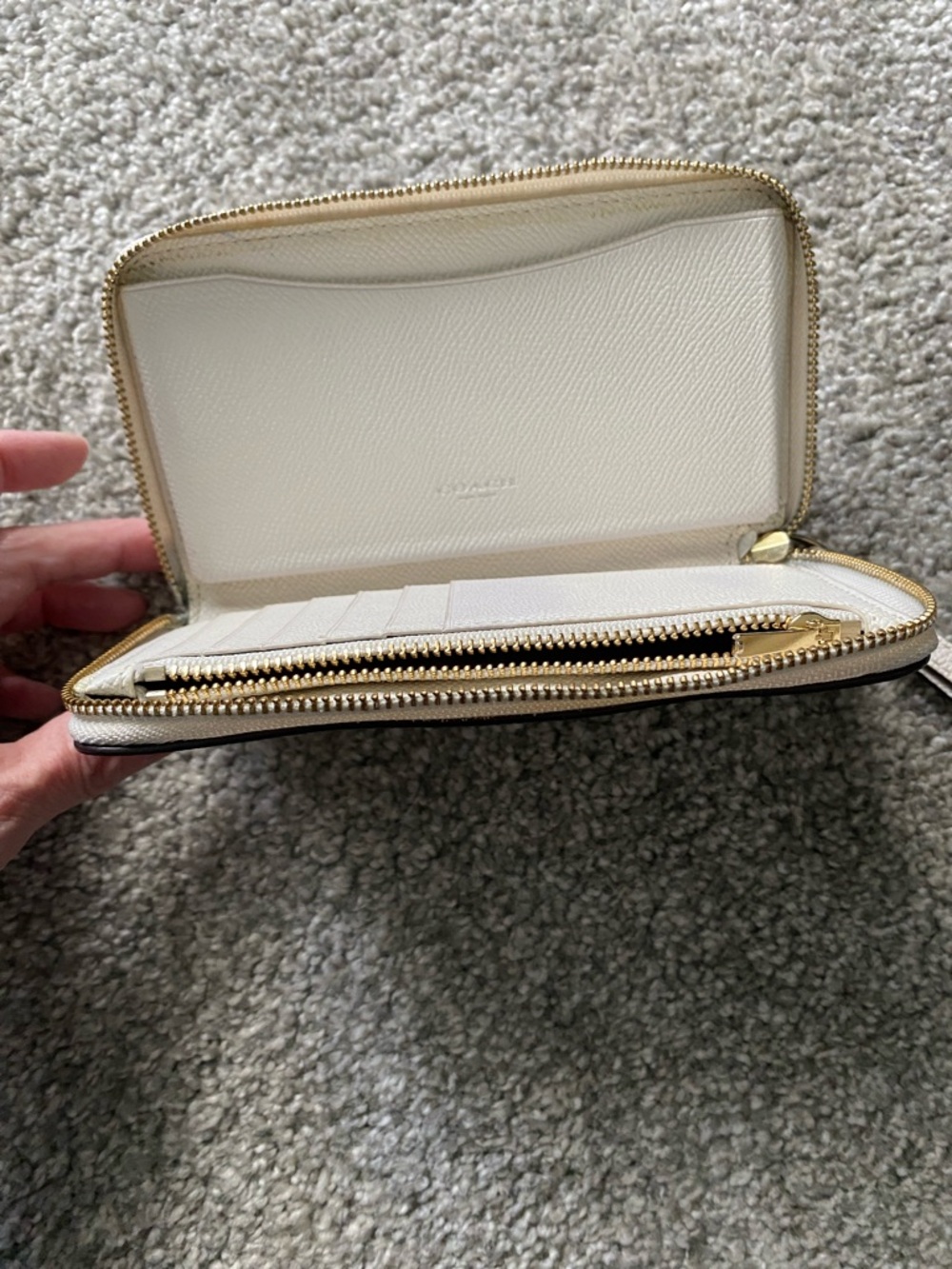 Coach Chalk Pebbled Leather Zip-Around Wristlet - Picture 3 of 4
